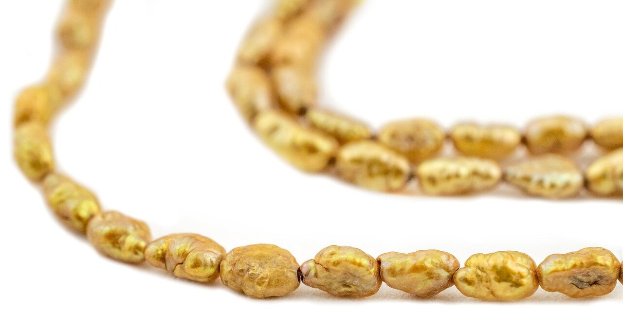 The Bead Chest Japanese Rice Pearl Beads: Vintage Gold 4mm Elegance | Full Strand